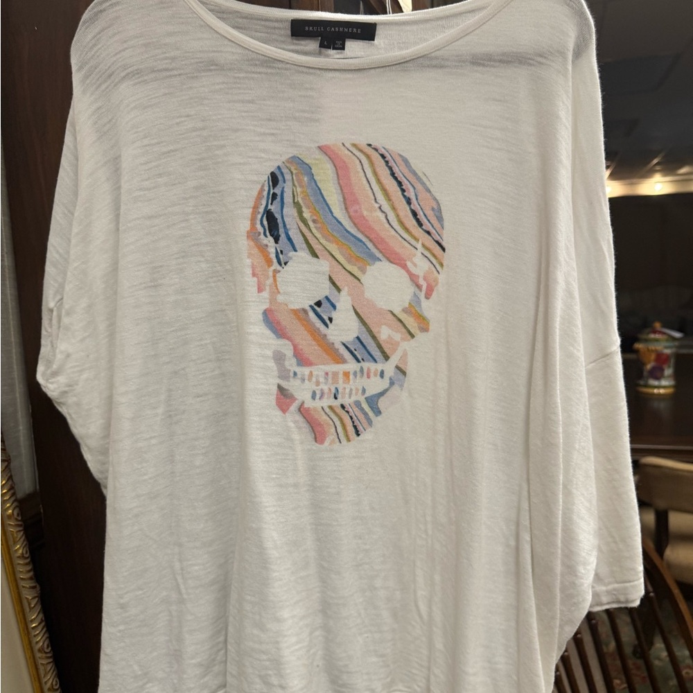 Skull cashmere brand White Skull Graphic Top